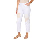 Logo By Lori Goldstein Pull-On Ankle Boyfriend Jeans with Patchwork White 8