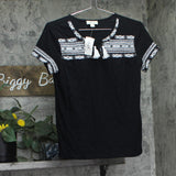 Style & Co. Cotton Embroidered Vacation Top 100122315MS Deep Black S