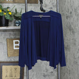 Everyday by Susan Graver Liquid Knit Elastic Open Front Cardigan Navy Blue M