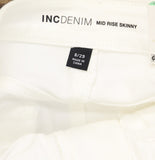 INC International Concepts Mid-Rise Denim Ripped Distressed Skinny Jeans White 8