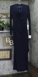 Betsy & Adam Womens Cowled Neck Long Sleeve Jersey Knit V-Neck Dress Navy Blue 6