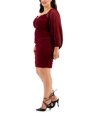 B Darlin Trendy Plus Size Ruched Bodycon Dress 0158919 Wine Red 20W