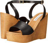 Steve Madden Women's Welsh Heeled Sandal WELS01S1 Black Leather 10M
