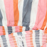 Ny Collection Tiered Dress with Smocked Bodice Peach Pink Stripe Multi PXL