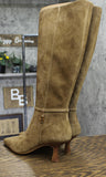 COACH Raquel Sue Suede Heeled Knee-High Boots CW984 Cedar Brown 10B