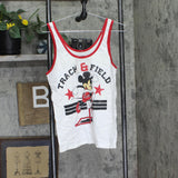 Disney Juniors Mickey Track & Field Graphic Tank Top White M