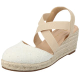 Journee Collection Ashlee Wedge Espadrille Sandals White / Raffia Brown 6.5W