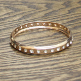 Fashion Rhinestone Studded Closed Cuff Bangle Bracelet Rose Gold 3"