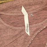 Ny Collection Womens Petite Space Dyed Studded Top PHAU0101 Mauve Pink PM