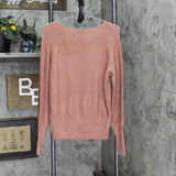 LC Lauren Conrad Womens Sequin Knit Long Sleeve Pullover Sweater Brown Red S