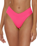 Becca Womens Modern Edge Textured Rib High-Waist Bikini Bottom 548657 Pink Glo S