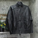 Universal Thread Faux Leather Full Zip Snap Closure Bomber Jacket Black M