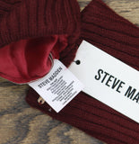 Steve Madden Womens Soft Faux Leather Gloves with Ribbed Knit Cuff Burgundy Red
