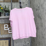 Gap Body Womens Ribbed Short-Sleeve Pajama Sleep Shirt Butterfly Pink XL