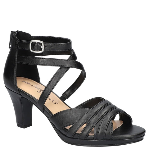 Easy Street Crissa Womens Round Open Toe Stiletto Heel Pumps CRISA Black 8W