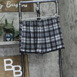 Pillow Talk Womens 2-Piece Lace Trim Plaid Pajama Set Black Multi M