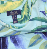 Denim & Co. Knit Palm Print Sleeveless Tank Top Blue Multi L