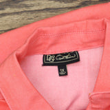 DG2 by Diane Gilman Womens Frayed-Hem Denim Jacket 724439-Plus Coral Pink 1X