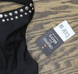 Bar III Womens Tell Me About It Studded One Piece Swimsuit Black / Siver M