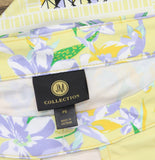 JM Collection Womens Printed Keyhole 3/4 Sleeve Top Lemon Yellow Ice Combo PS