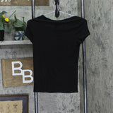 Polly & Esther Juniors Solid Scoop-Neck Skimmer Top Black L