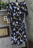 Motherhood Maternity Womens Waist Tie Surplice Maternity Dress Black Floral L