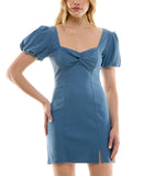 Trixxi Juniors Twist-Front Bodycon Dress 26EG67023I Slate Blue L