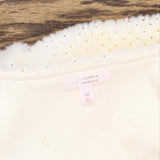 LC Lauren Conrad Womens Fuzzy Shiny Dotted Open Front Jacket White / Gold M