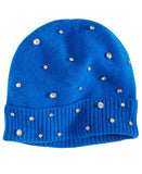 Charter Club Womens 100% Cashmere Embellished Cuffed Beanie Bright Marine Blue