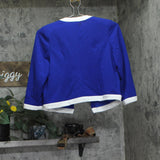 NY Collection Colorblock 2-Piece Dress and Jacket Set Sapphire Blue / White 6P