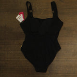 Vince Camuto Womens Scoop Neck Ring Textured One Piece Swimsuit V1L099 Black 12