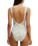 Cotton On Scoop-Back One-Piece Swimsuit With Floral Print White Multi S