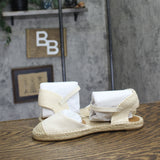 Lauren Ralph Lauren Ankle Strap Flats Sandals Soft White / Natural Brown 7.5B