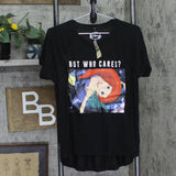 Disney Juniors Ariel Cares Graphic T-Shirt Tee Black L