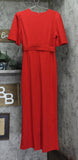 Tahari Asl Petite Belted Wide-Leg Puffed-Shoulder Jumpsuit Crimson Red 8P