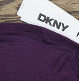 DKNY Womens Shirred One-Piece Swimsuit Bandeau Textured Port Texture Purple L