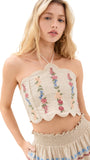Agua Bendita Womens Serenity Linen Blend Crop Halter Top 17057 Blush Brown L