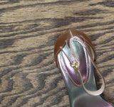 Kenneth Cole New York Block Heel Luisa Wedge Sandal Rose Gold Multi Pink 7M