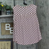 Ny Collection Plus Size Sleeveless Knit Y neck Top Quatrefoil Pink Multi 1X