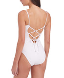 Sanctuary Womens Refresh Rib One-Piece Swimsuit SARR25298 White S