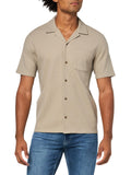 Vince Short Sleeve Seersucker Cabana Cuban Shirt M010709939A Putty Brown Gray M