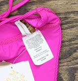 Becca Ribbed Chain Ring Halter Bikini Swim Top 223157 Azalea Pink D