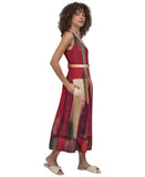 DKNY Womens Abstract V-Neck Belted Dress Midi Brush Stroke Brown Multi 10