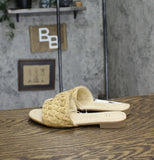 A New Day Width Woven Raffia Slide Sandals with Memory Foam Insole Tan Brown 7W