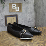 A New Day Womens Valentina Pointed Toe Buckle Ballet Flats 94462481 Black 8M