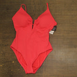 Bar III Womens V-Wire Plunge-Neck One-Piece Swimsuit Bright Rose Pink XL