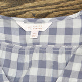 LC Lauren Conrad Womens Tie Front Cropped Plaid Button Up Shirt Blue Multi M