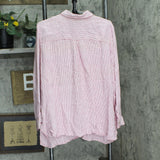 Fox Craft Womens Linen Striped Plus Size Button Up Shirt Red / White Stripes 20W