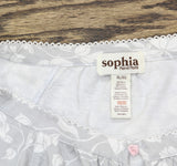 Sophia by Rene Rofe Womens Floral Crochet Trim Ruffle Sleeve Shirt Top Gray XL