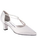 Easy Street Womens Moonlight Dress Block Heel Pump Silver Satin Gray 9W